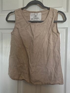 notPERFECTLINEN Sleeveless Linen Tank Top - Taupe Beige